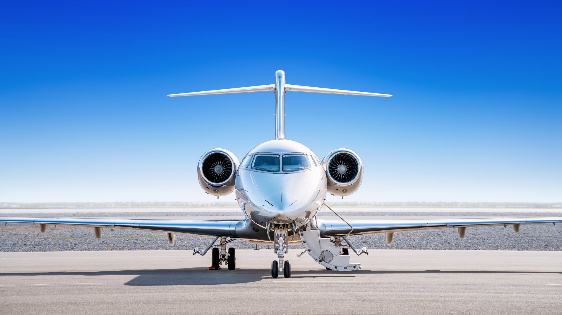 Private jet ready for boarding, corporate aviation