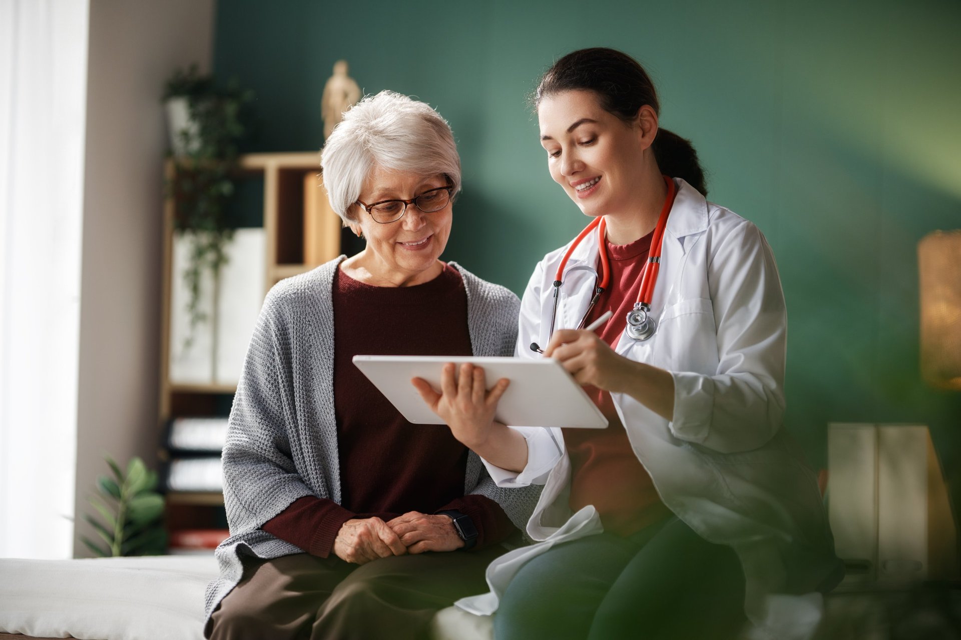 Professional healthcare consultation, modern employee health benefits environment